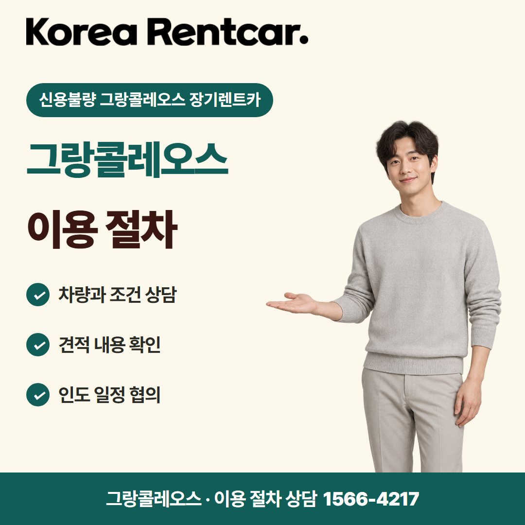 신용불량 그랑콜레오스 장기렌트카 · 이용 절차 카드뉴스